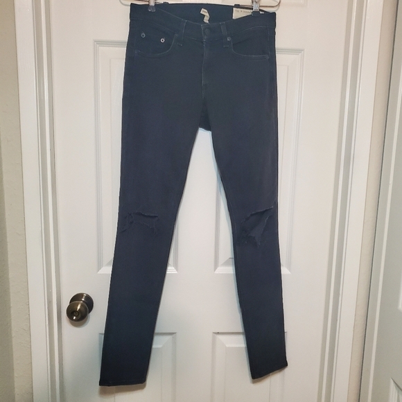 RAG & BONE Stretch Skinny Jeans Black w/ Holes Distressed 27 - Picture 1 of 14
